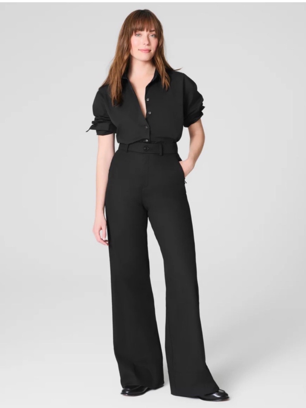 Spanx SPANXsupersmooth® Stretch Twill Wide Leg Pant Black Small Petite